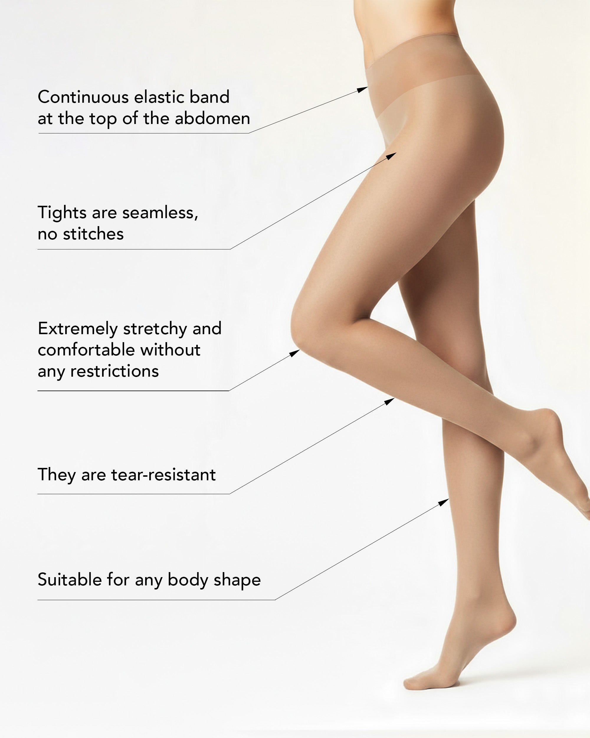 Stretto Luxury Legwear Beige